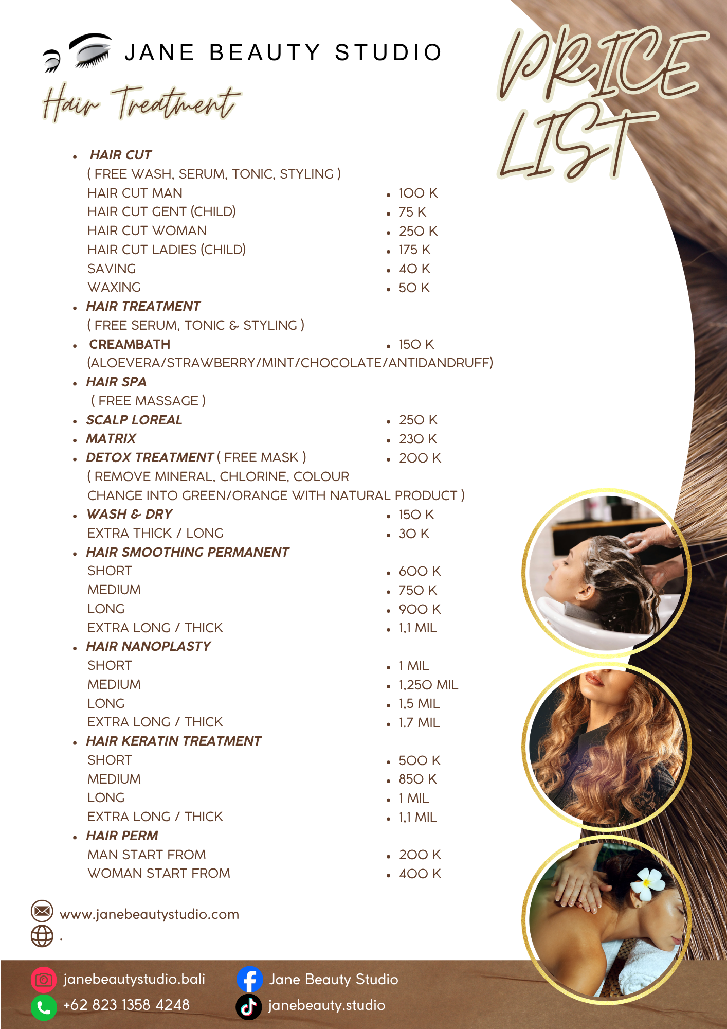 Hair Colour Price List