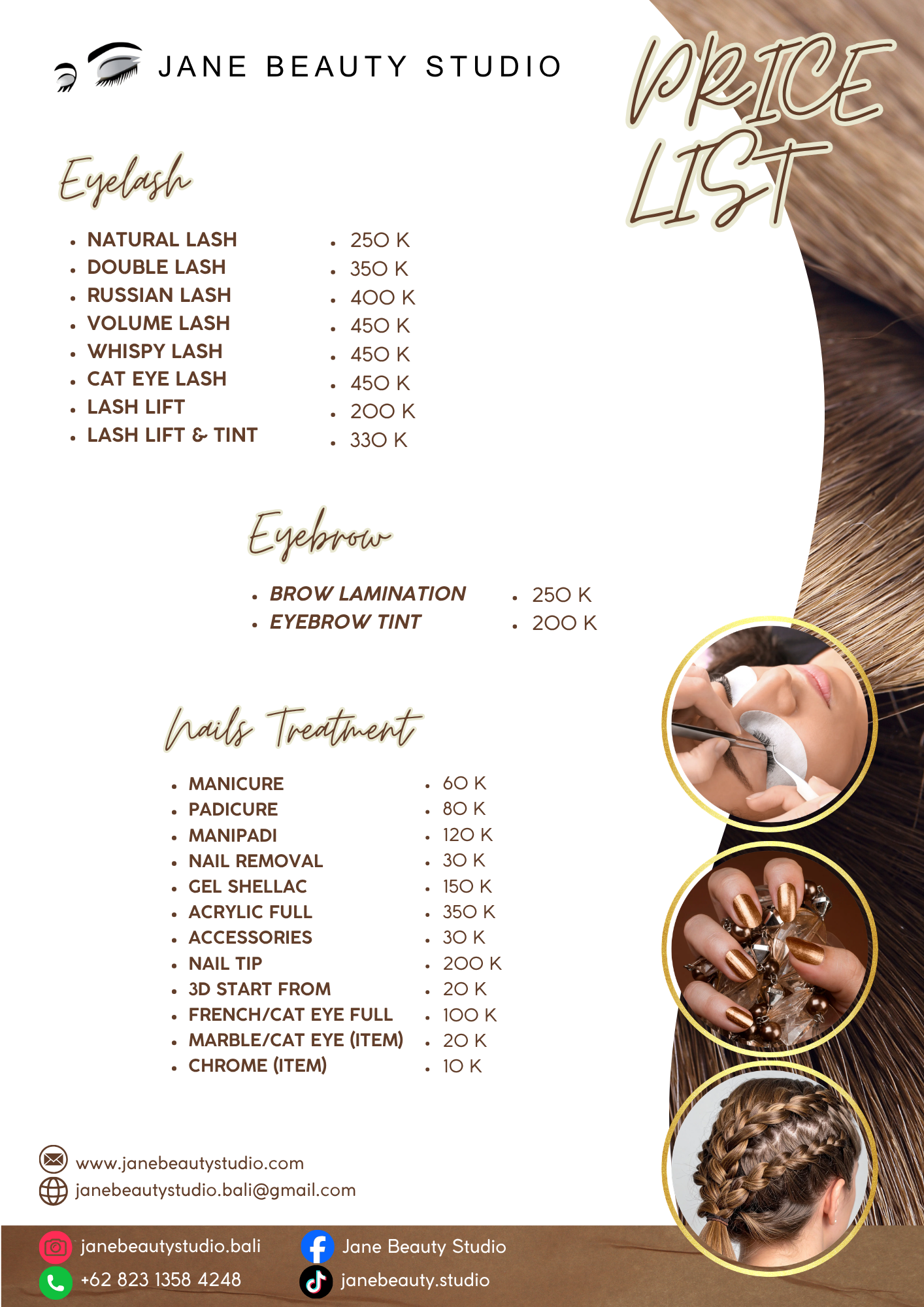 Hair Extension, Braiding & Waxing Price List